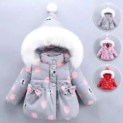 NEW Baby Girl Winter Warm Cute Newborn Hooded Coat Jacket Infant Kids Outerwear • £17.96