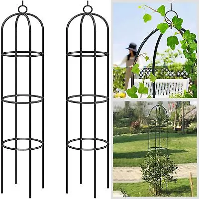 2x 1.9m Outdoor Garden Metal Obelisk Climbing Plant Flower Support Frame Trellis • £19.95