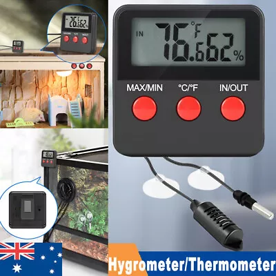 Digital Thermometer Hygrometer Humidity Meters W/ Probe For Egg Incubator AU • $21.99