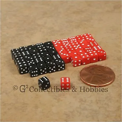 NEW 5mm 50 Black Red Mini Dice Set RPG Game Miniature 3/16 Inch Tiny Gaming D6 • $6.99