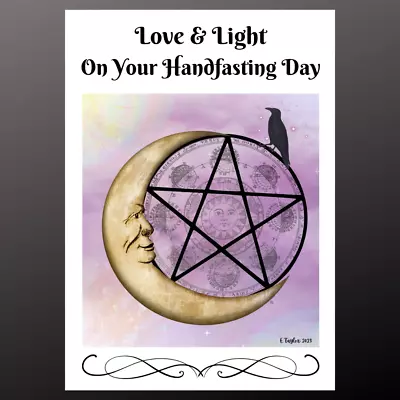 Love & Light Handfasting Card Pentacle Moon Goth Wiccan Pagan Gothic Personalise • £2.99