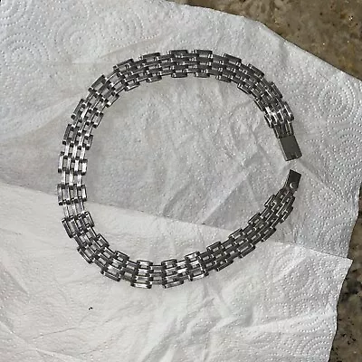 Sterling Gate Link Mexican Vintage Necklace.  18 Inches.  118 Grams.   • $145