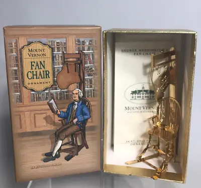 Mount Vernon George Washington's Fan Chair Ornament 24kt Gold Finish W Box Card • $23.99