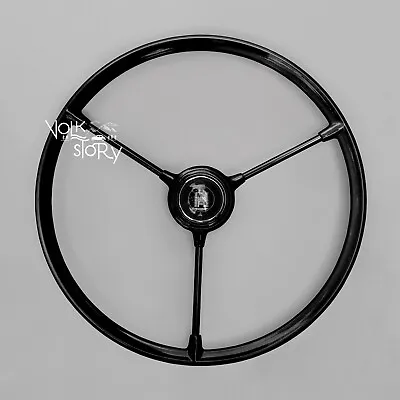 VW Type2 Barn Door Spilt Early Bus 3 Spoke Steering Wheel Black Silver Wolfsburg • $460