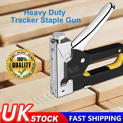 Heavy Duty Tacker Staple Gun Upholstery Stapler Fabric Wood Craft 600Pc Staples • £8.89