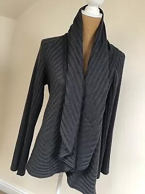 Grey Long Line Waterfall Cardigan Size L By Yaya • £9