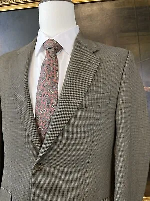 VTG Chaps Ralph Lauren 38R Tan Weave Patterned 100% Wool 2Btn Blazer Jacket • $49.84