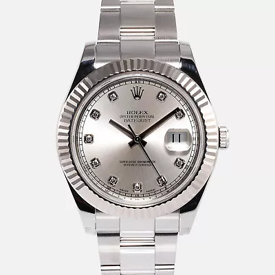 Rolex Datejust II Steel 41mm Silver Diamond Dial 116334 - G-Serial (2010) • $9995