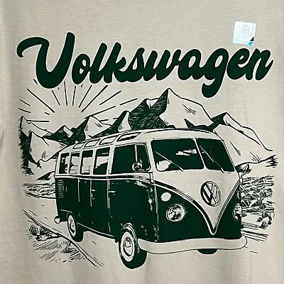 Volkswagen Official Licensed 21 Window Bus VW Logo Van Men's Medium TShirt Beige • $23.74