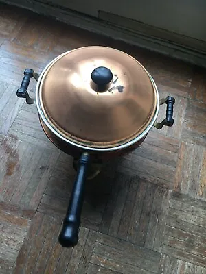 Vintage Complete Copper/Brass Fondue Pot With Fuel Antique Good Condition Gold • $40