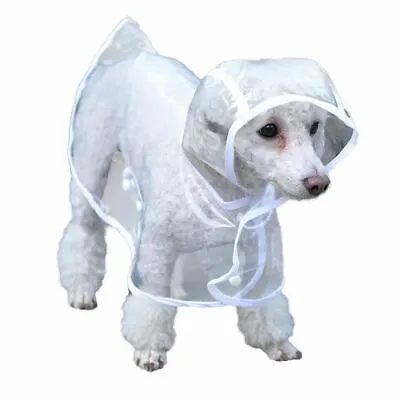 Dog Coat Dog Raincoat Waterproof Clear PVC  Dog & Puppy Raincoat With Hood • £6.99