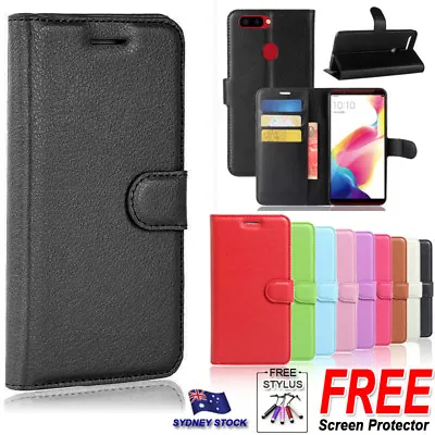 $9.99 • Buy For Oppo A57 A73 R11S Plus R15 Premium PU Leather Wallet Flip Phone Case Cover