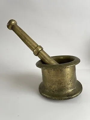 Vintage Heavy Solid Brass Apothecary Mortar And Pestle • $20