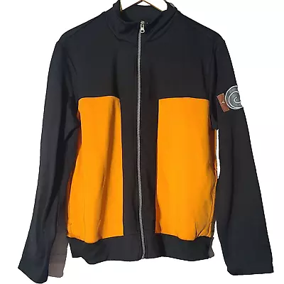 Naruto Shippuden Spirit Full Zip Jacket Adult Small Cosplay Costume Black Orange • $34.99