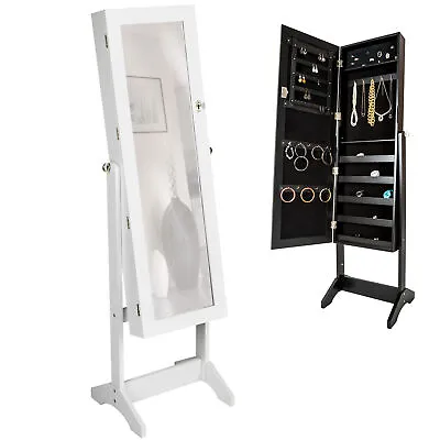 Large Floor Standing Jewelry Cabinet Storage Box Organiser With Mirror New • £95.99