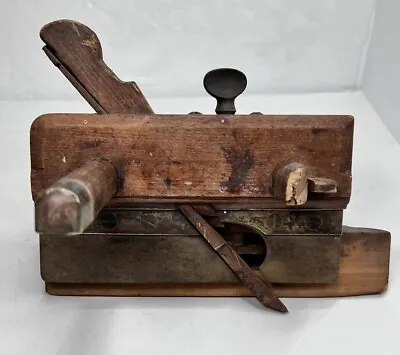 RARE Antique English London Wood & Metal Brass Plow Moulding Plane Zebedee SIMS • $99.95