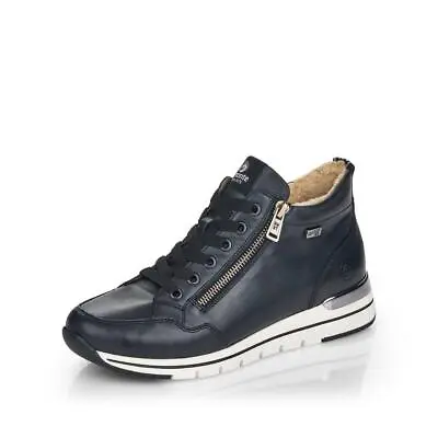 Remonte Womens Blue Boots Leather Wide Fit Double Zip Water Resistant Ladies • £99.95