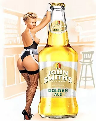 John Smith's Beer Sexy Pin Up Girl Man Cave Metal Plaque Sign Others Listed 555 • £4.99