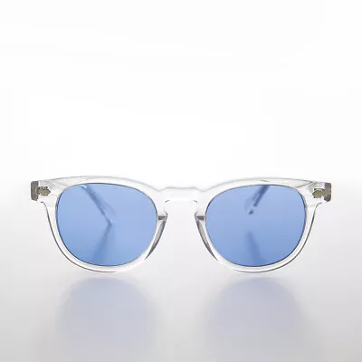 Clear Frame Classic Horn Rim Sunglasses With Blue Lens - Benson • $50