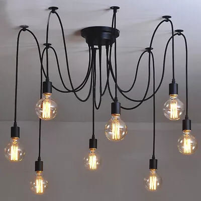 Industrial 8-Light Ceiling Pendant Light Multi Lights Spider Chandelier Lamp • $54.99