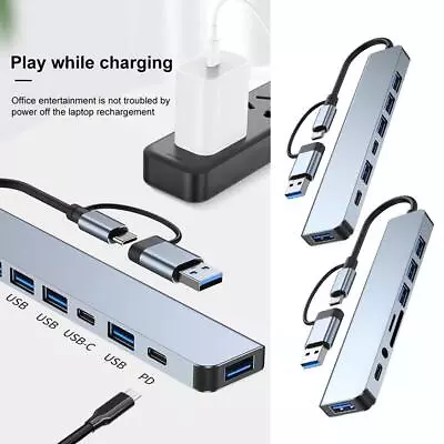 8 In 1 Ports USB A Type C Hub Concentrator Docking Station 3 0 Multi Adapter K4 • $15.95