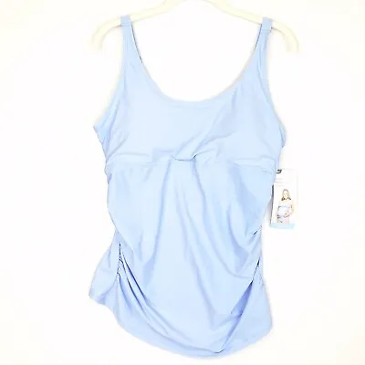 Crane Women's Maternity Tankini Swimsuit Size L Large 12-14 Blue Top Only • $18.45