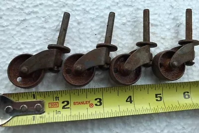 Lot 4 Antique 1” Small Cast Iron Wheel Casters B • $24.99