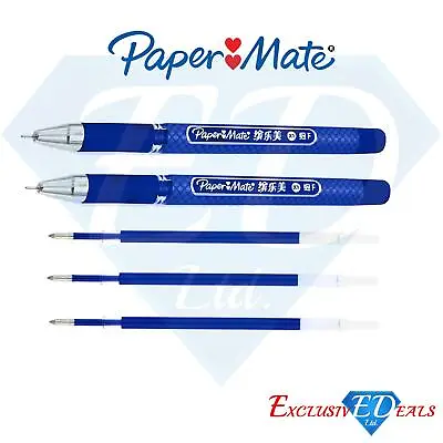£3.25 • Buy 2 X Paper Mate Inkjoy Gel Pens 0.5 Blue & 3 FREE 0.5mm Needlepoint Ink Refills