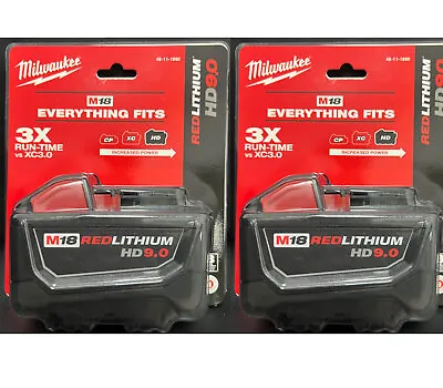 2PCS GENUINE Milwaukee M18 High Demand Lithium-Ion 9.0 Ah Battery 48-11-1890 • $180