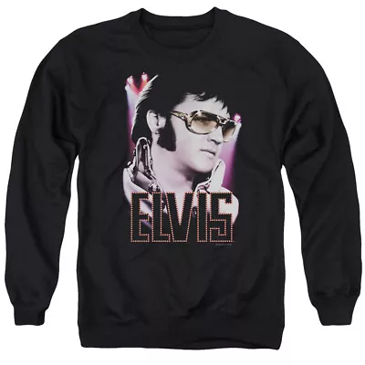 Elvis Presley 70s Star Crewneck Sweatshirt Licensed Music King Of Rock Black • $24.49