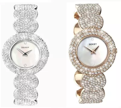 £39.99 • Buy Seksy By Sekonda Elegance Ladies Stone Set Watch, Chrome Or Rose Gold