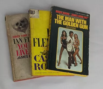 James Bond Book Lot 3 Signet Books Ian Fleming Casino Royale Golden Gun Twice • $19.99