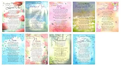 £1.99 • Buy Graveside Memorial Cards Bereavement Mum Husband Nan Son Child With Verse