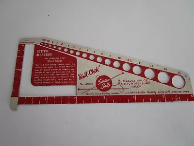 Vintage Susan Bates Knit-Chek Knitting Needle Gauge Stitch Measure #4099 • $9.99