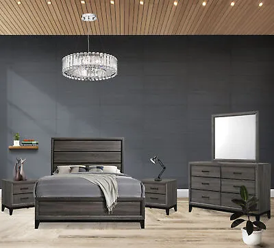 Kings Brand Furniture – Ambroise 5-Piece Queen Size Bedroom Set Grey/Black • $845.99