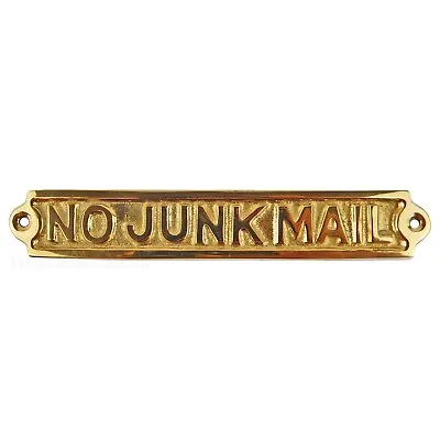 No Junk Mail Sign Polished Solid Brass Office Wall Decor Mail Box Accent 5 5/8  • $13.95