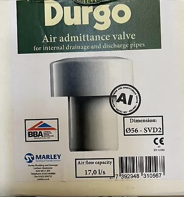 £23.80 • Buy Durgo Air Admittance Valve For Internal Drainage And Discharge Pipes