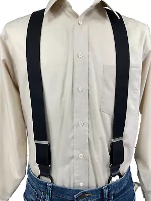 New Men's XL 1.5  Adj. Black Dressy Button-On Suspenders / Braces USA • $17.99