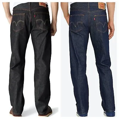 Levis 501 Original Shrink To Fit Button Fly Jeans Rigid Blue Black Jeans New • $58.91