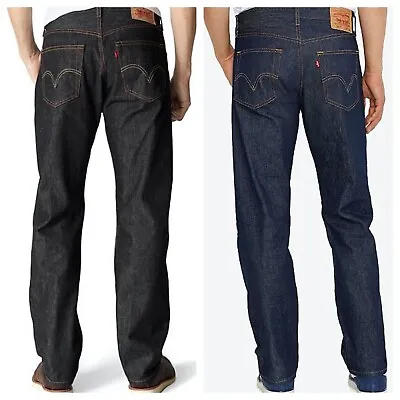 Levis 501 Original Shrink To Fit Button Fly Jeans Rigid Blue Black Many Size • $58.91