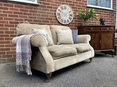 Beige Chenille Sofa 2 Seater Brass Castors Laura Ashley Hertford • £200