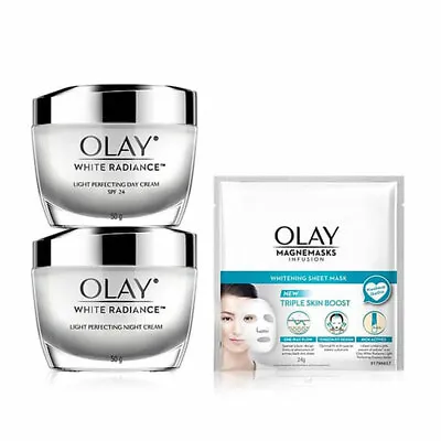 $119.01 • Buy SET 3: [OLAY] White Radiance Light Perfecting Day And Nigt Cream + Sheet Mask
