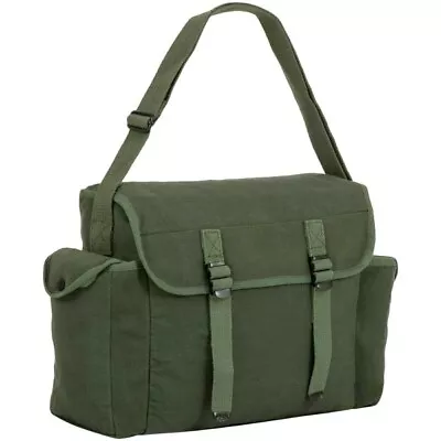 LARGE MILITARY MESSENGER BAG Heavy Duty Army Satchel Olive Canvas Haversack • £14.79