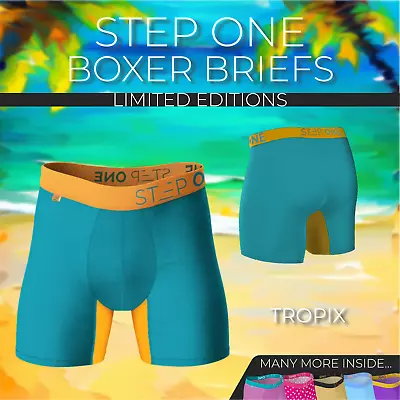 STEP ONE New Mens Boxer Briefs (Longer) Bamboo Underwear- Limited Editions • $22.38