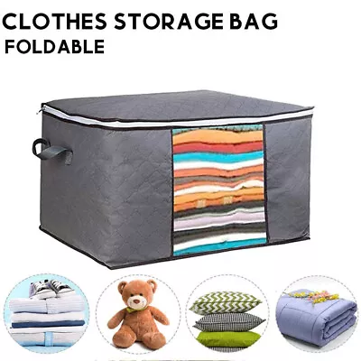 Large Underbed Clothes Storage Bag Zipped Organizer Wardrobe Cube Closet Boxes • £5.63