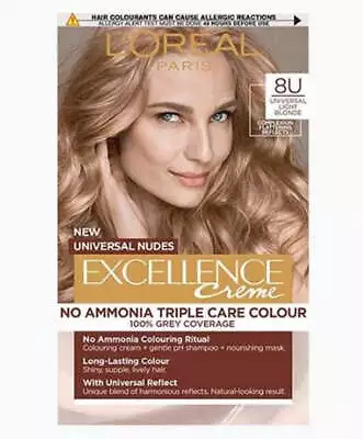 Loreal Excellence Creme No Ammonia Triple Hair Colour 8U Universal Light Blonde • £13.95