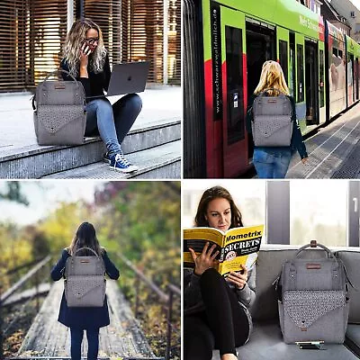 Laptop Backpack 15.6 Inch Stylish School Computer Backpack Wide  Work Uni Grey   • $144.74