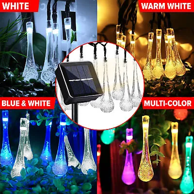 Raindrop Tear Drop 20 LED Solar Power Strings Fairy Lights Outdoor 6 Meter Wire • £4.99