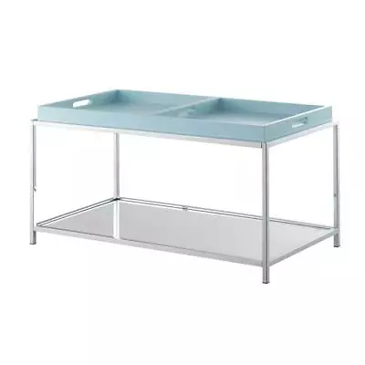 Convenience Concepts Palm Beach Coffee Table In Clear Glass And Chrome Metal • $161.15