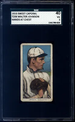 1910 T206 White Border Walter Johnson (HOF Pitching) SGC 3 Baseball Card • $2899